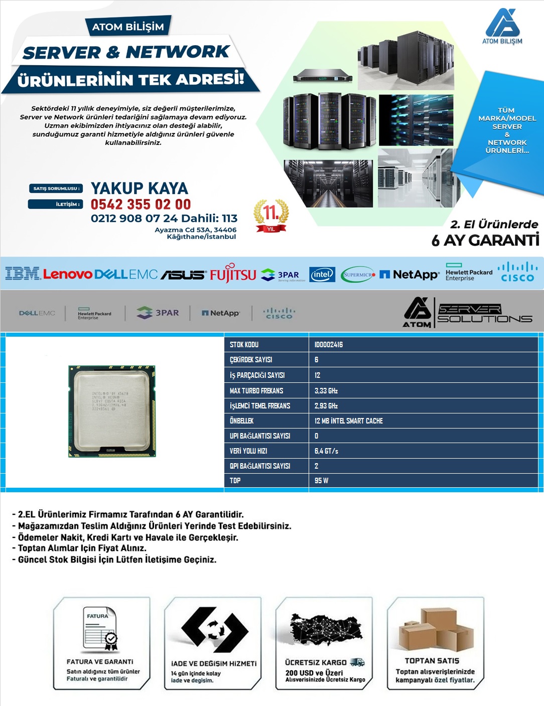 2.EL CPU SERVER X5670 2.93 GHz 6 CORE 12T 12MB CACHE LGA1366